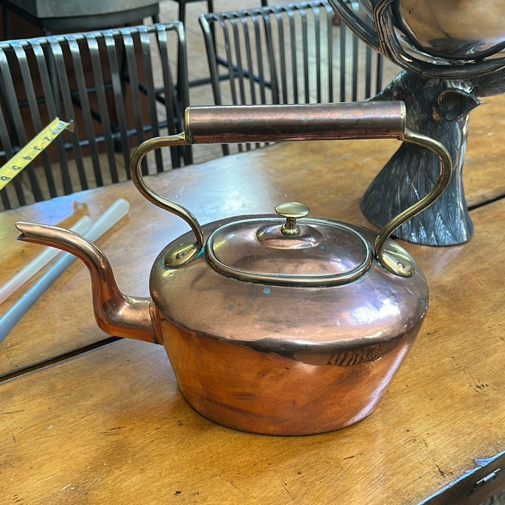 Antique Brown and Gold Tea Kettle for Elegant Kitchens